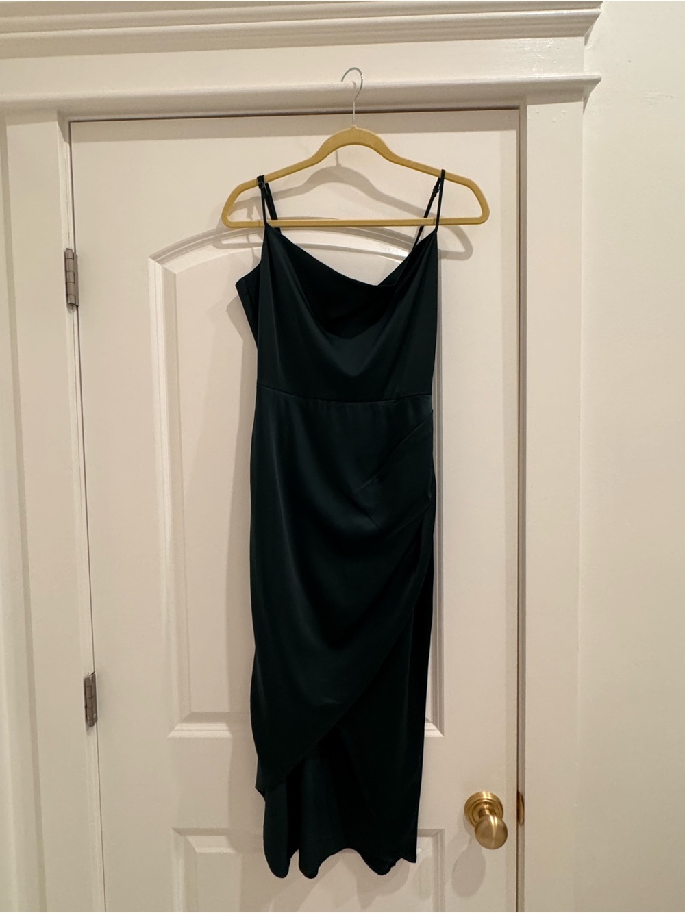 Showpo Hunter Green Satin Cowl Midi Slip Dress